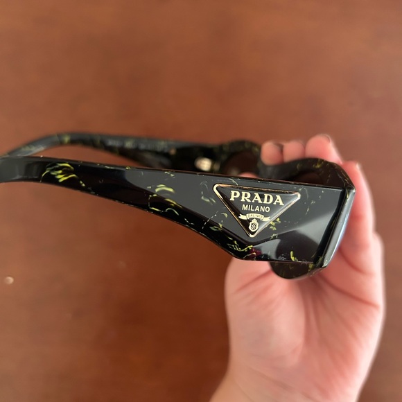 Prada dark yellow brown marble sunglasses PR-20ZS-19D01T - Picture 3 of 6